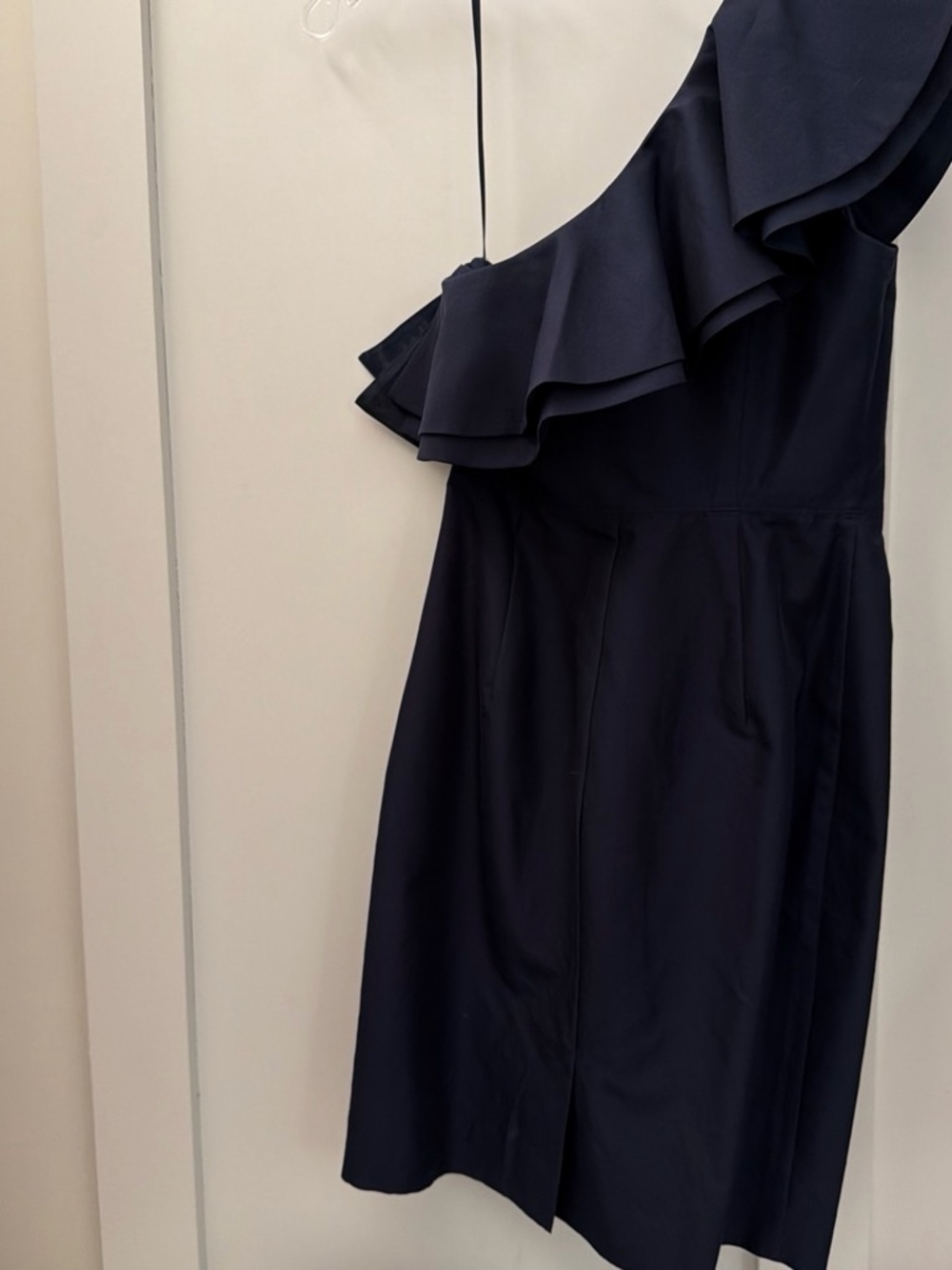 J. Crew Navy One-Shoulder Ruffle Dress